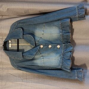 Cato Denim Jacket with Ruffle Hem Sz 22/24